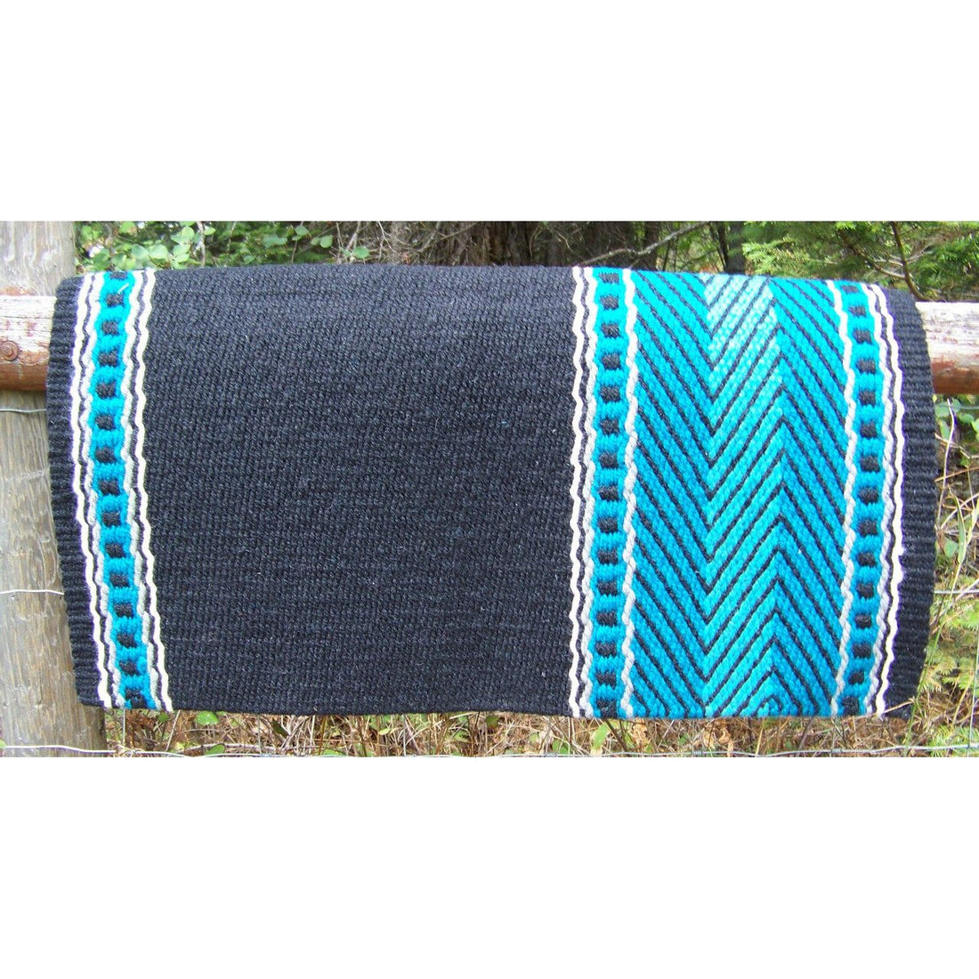 Bar 8 Show Blanket - 36x34 (Black/Turquoise/Ash) by Mayatex