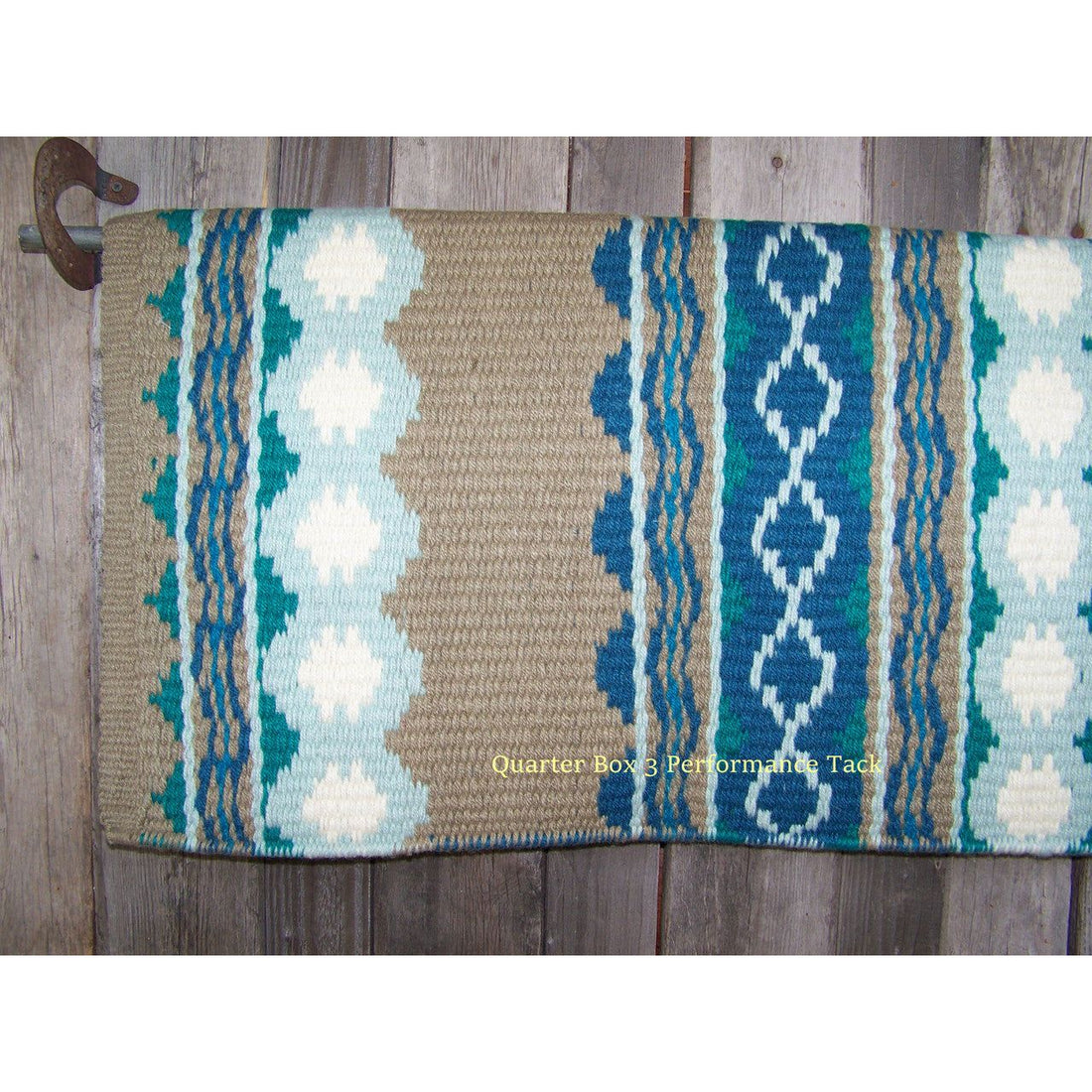 Riverland Show Blanket - 36x34 (Taupe/Teal/Blue/Plume/Cream) by Mayatex
