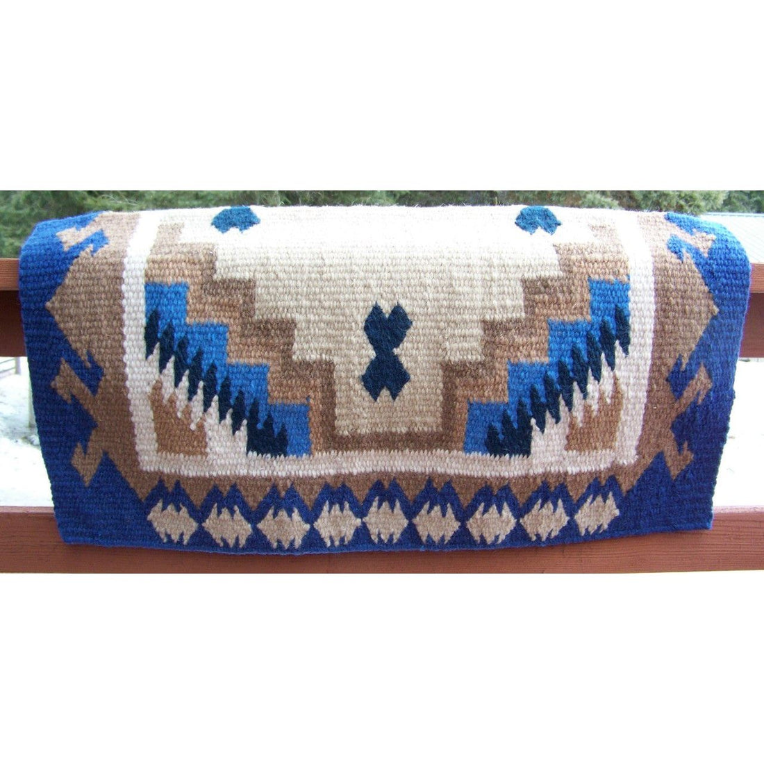 Haymaker Show Blanket - 38x34 (Slate Blue Base/Earth Tone Accents) by Mayatex