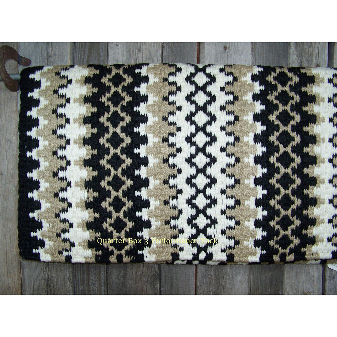 Arroyo Seco Show Blanket - 38x34 (Black Base/Cream and Sand Accents) by Mayatex