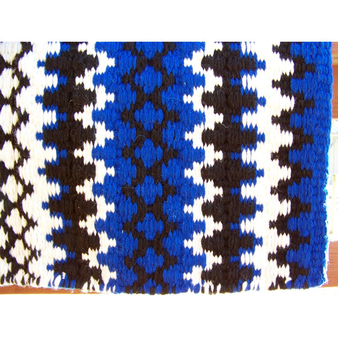 Arroyo Seco Show Blanket - 38x34 (Royal Base/Cream and Black Accents) by Mayatex