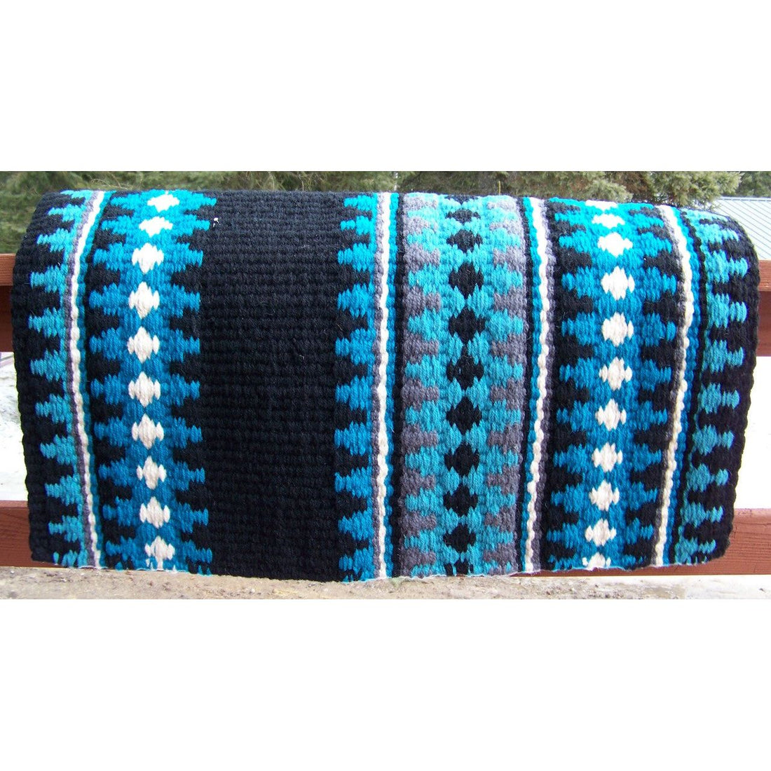 Catalina Show Blanket - 38x34 (Black Base/Turquoise Accents)