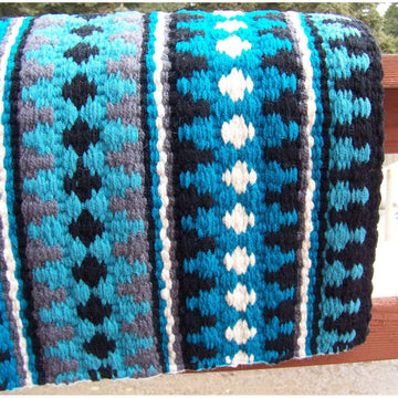 Catalina Show Blanket - 38x34 (Black Base/Turquoise Accents)