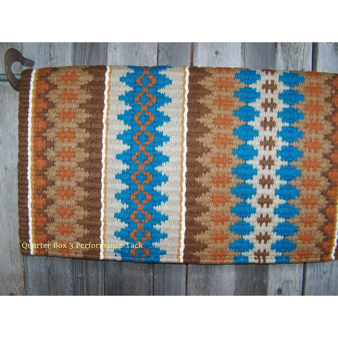 Nova Show Blanket - 38x34 (Chocolate Base/Teal and Sand Accents) by Mayatex
