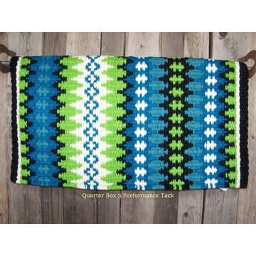 Nova Show Blanket - 38x34 (Black Base/Lime and Turquoise Accents) by Mayatex