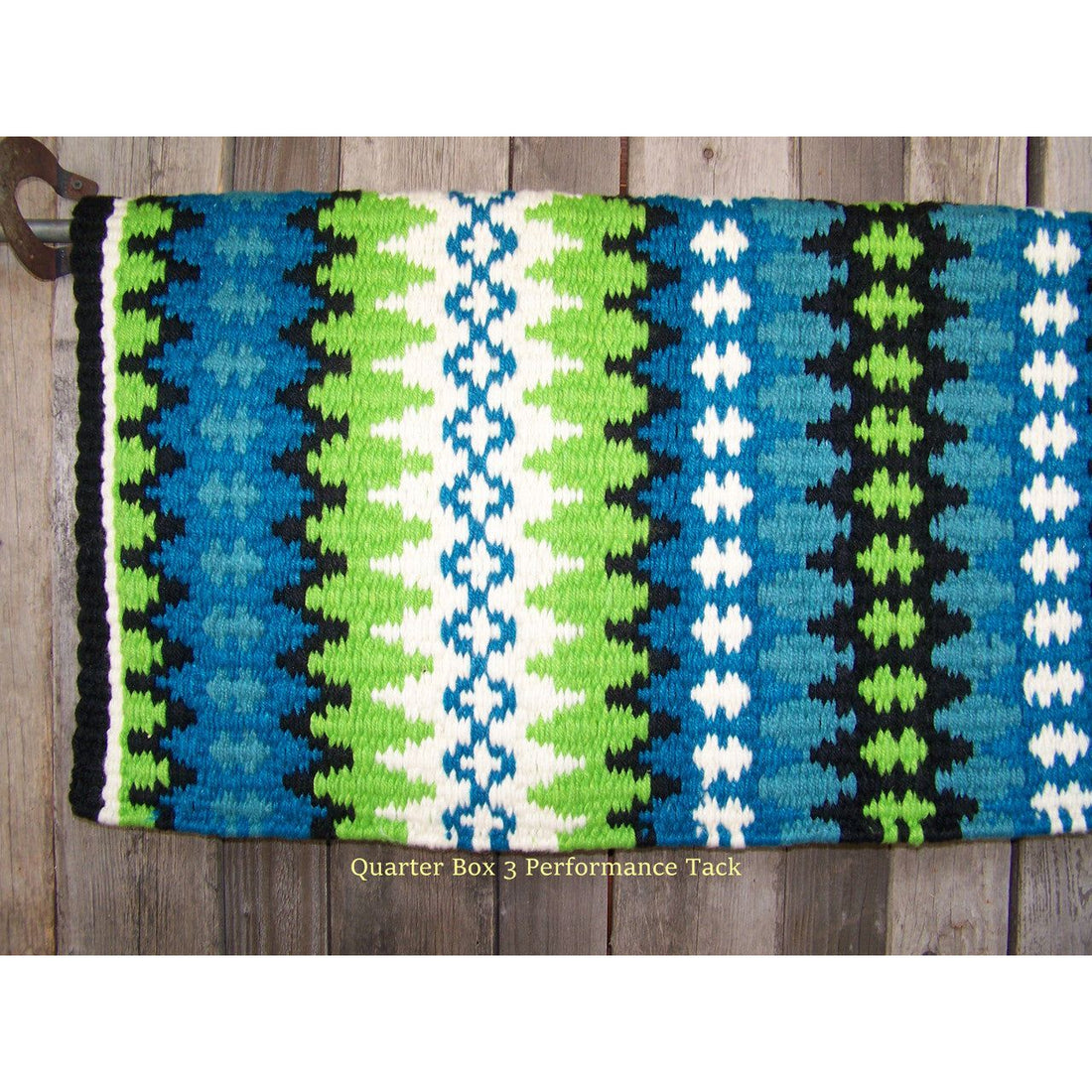 Nova Show Blanket - 38x34 (Black Base/Lime and Turquoise Accents) by Mayatex