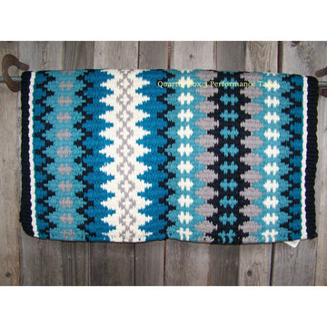 Nova Show Blanket - 38x34 (Black Base/Turquoise and Grey Accents) by Mayatex