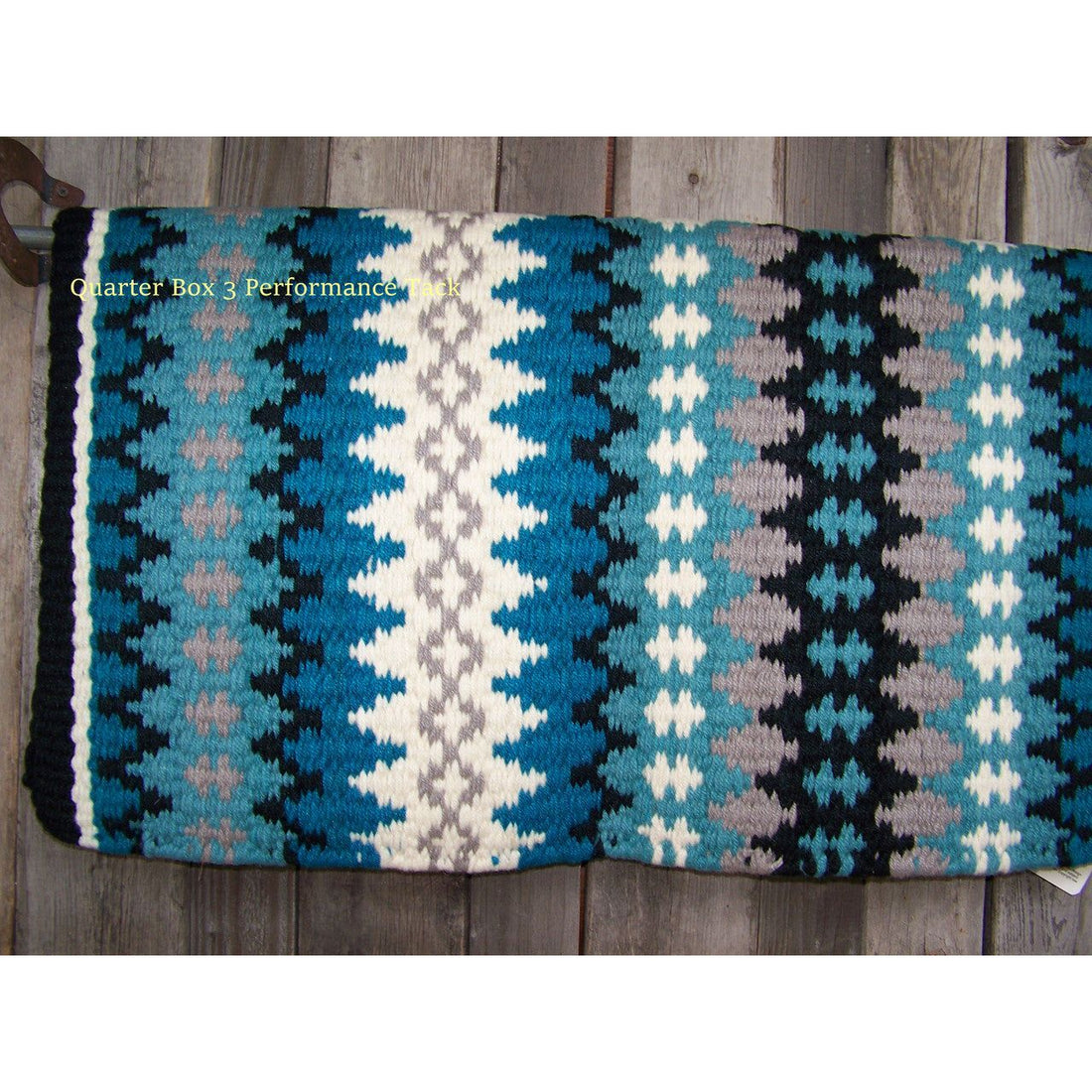 Nova Show Blanket - 38x34 (Black Base/Turquoise and Grey Accents) by Mayatex