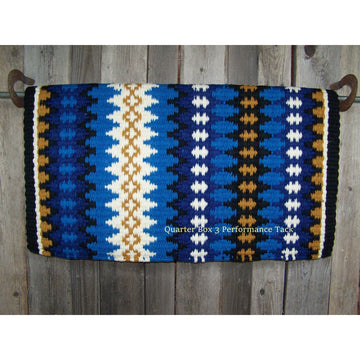 Nova Show Blanket - 38x34 (Black Base/Blue and Gold Accents) by Mayatex