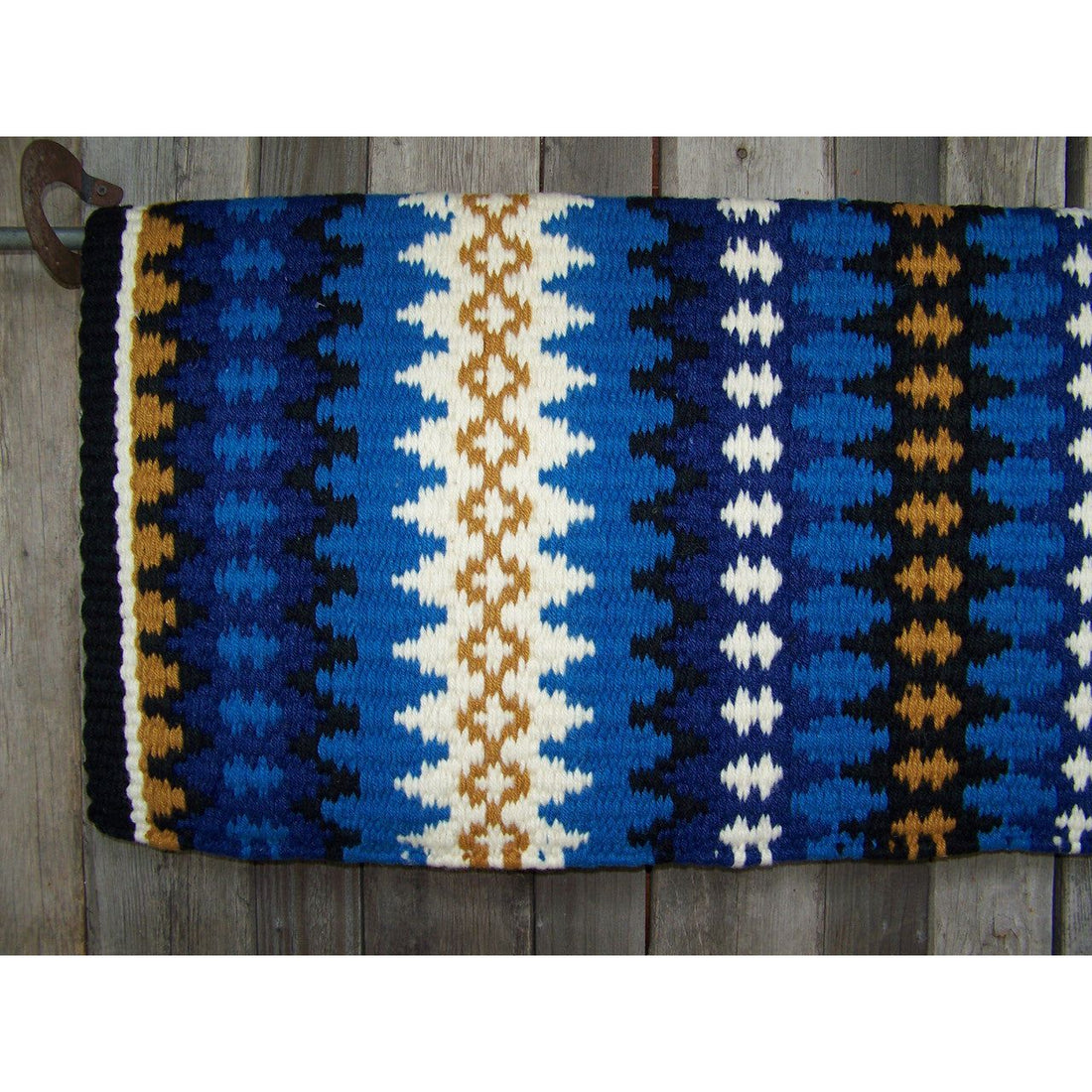 Nova Show Blanket - 38x34 (Black Base/Blue and Gold Accents) by Mayatex