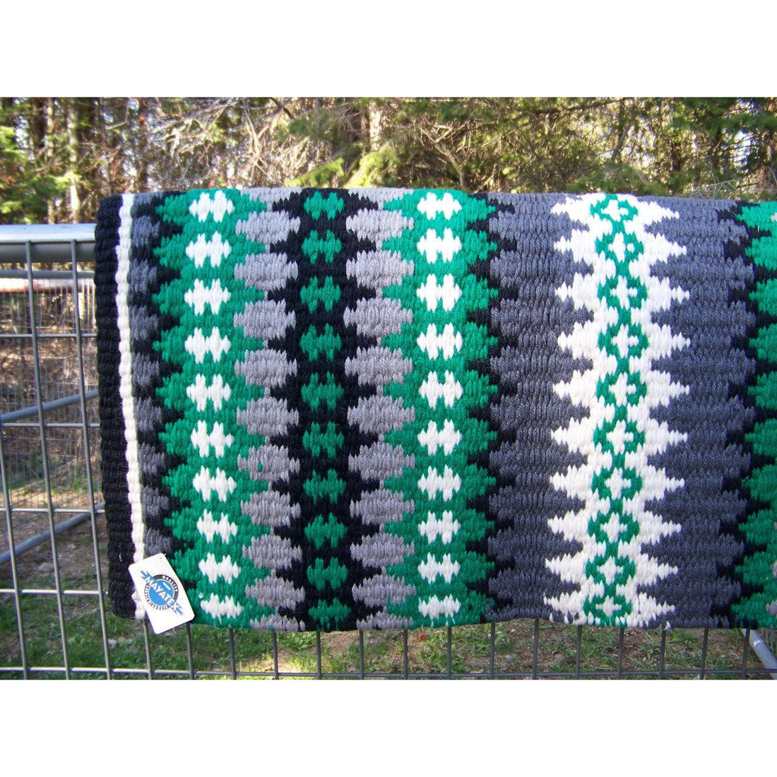 Nova Show Blanket - 38x34 (Black Base/Charcoal and Green Accents) by Mayatex