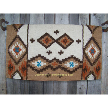 Square Cut Show Blanket - 38x34 (Indian Tan Base, Ivory, Chestnut Rust, Turq Accents)