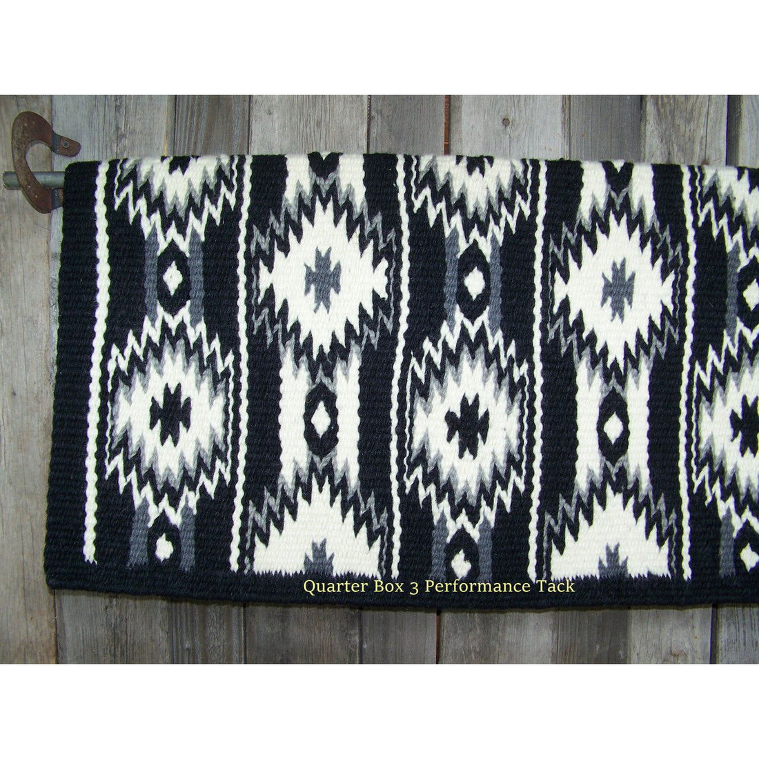 2x2 Show Blanket - 38x34 (Black Base/Cream and Grey Accents) by Mayatex