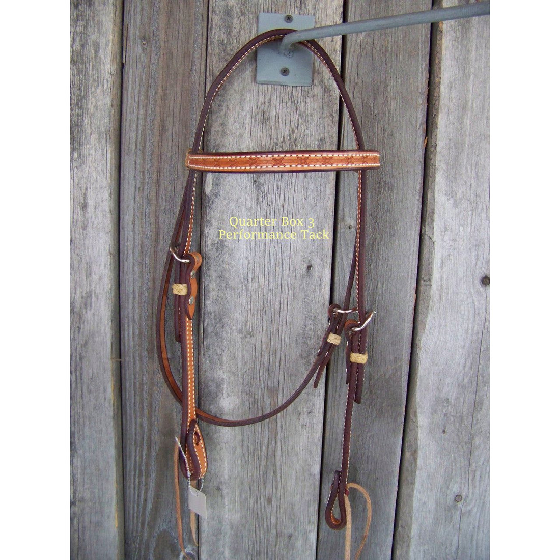 Headstall - Browband Light Oil w/Rawhide Braid Keepers (Barbwire)