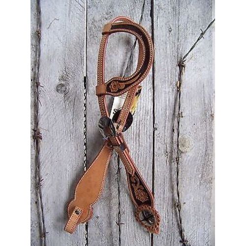 Headstall - One Ear Scalloped Floral Cheek