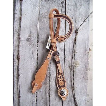 Headstall - One Ear Scalloped Floral Cheek