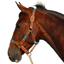 Halter - Highland Plaid Halter with Leather (Horse Size) - Green Plaid