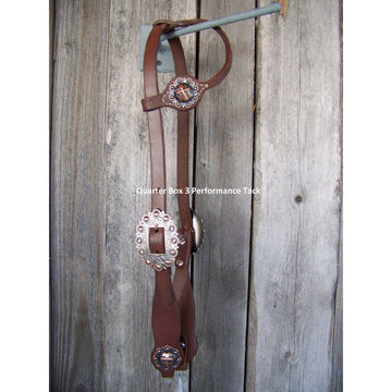 Headstall - Oiled Cowboy Culture Spotted Buckle w/Cross Concho