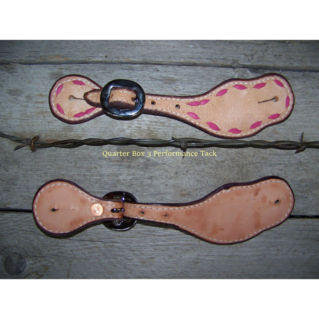 Spur Straps - Rough Out, Lined, Pink Buckstitched (Ladies)
