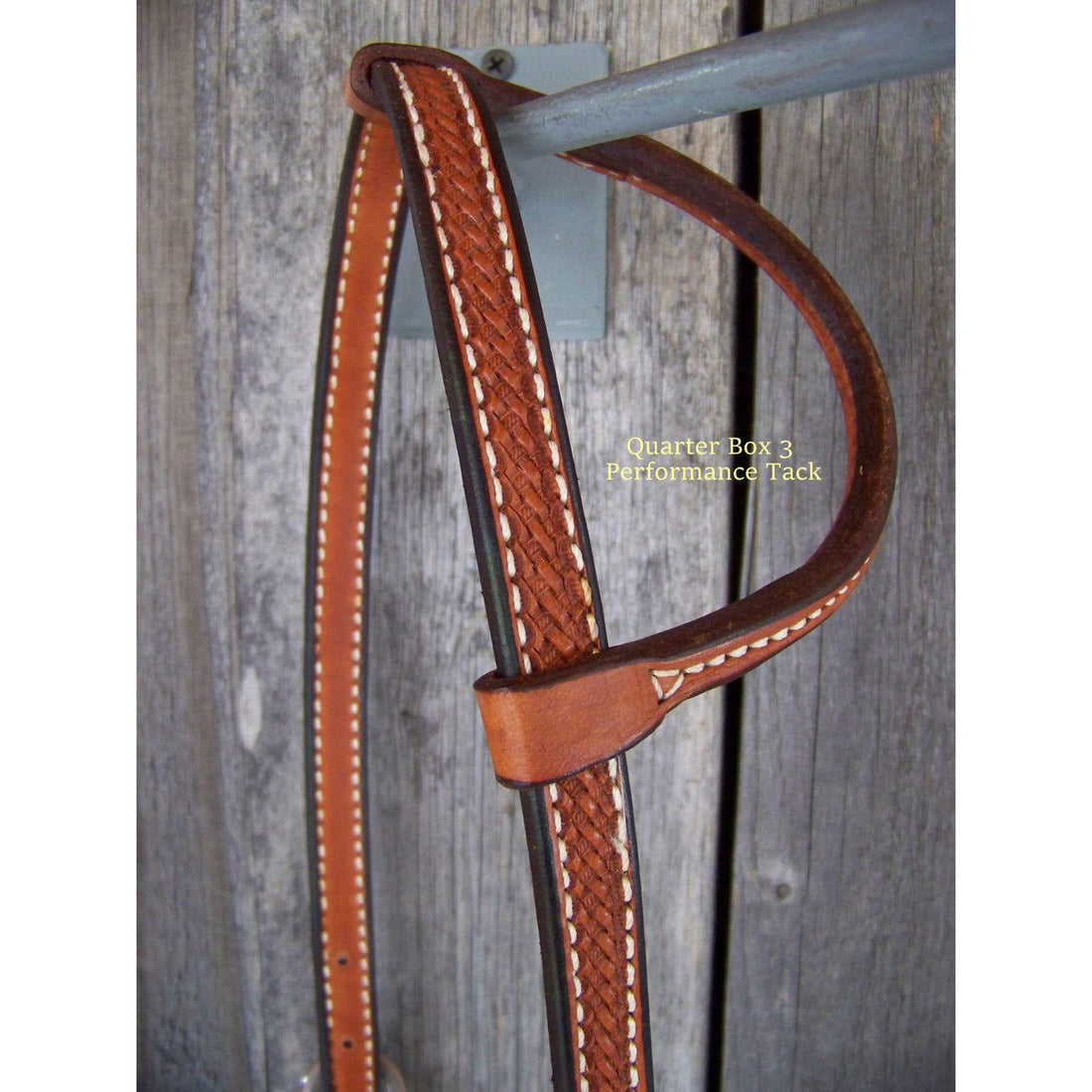 Headstall - One Ear Natural Oil w/Rawhide Braid Keepers (Mini Basketweave)