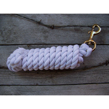 Lead Rope - 10 Foot Cotton with Brass Plated Bolt Snap (White)