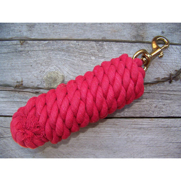 Lead Rope - 10 Foot Cotton with Brass Plated Bolt Snap (Red)