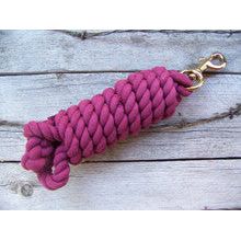 Lead Rope - 10 Foot Cotton with Brass Plated Bolt Snap (Burgundy)