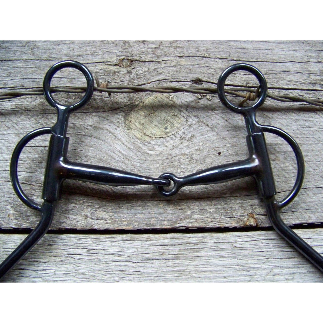 Bit - Black Satin Shanked Snaffle with Copper Inlay