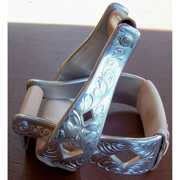 Stirrups - Engraved Visalia with Diamond Cut Outs