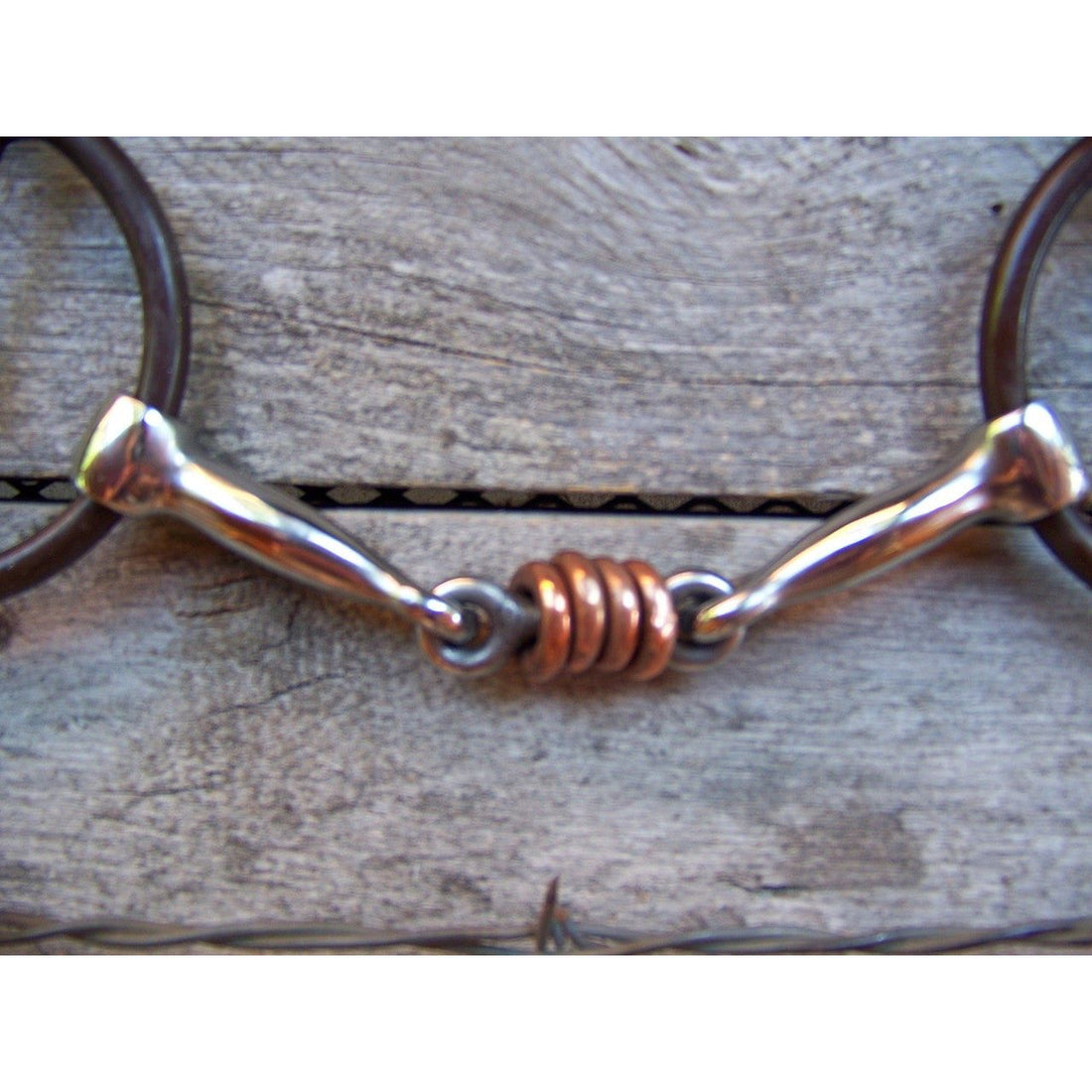Bit - Antique Brown Sliding Gag with Dog Bone, Copper Rollers