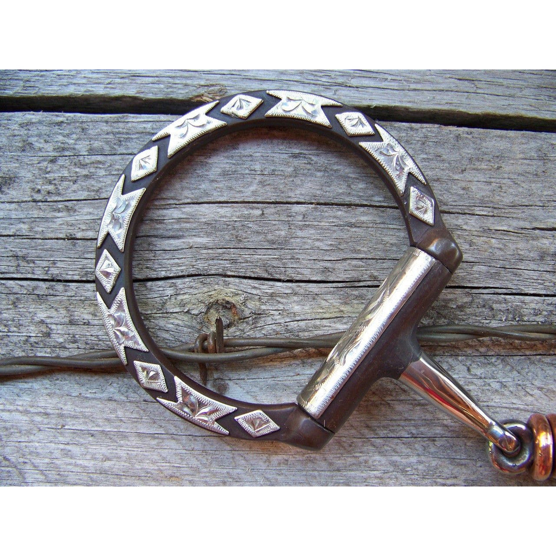 Bit - Antique Brown Dog Bone w/Copper Rollers, Diamond Trim