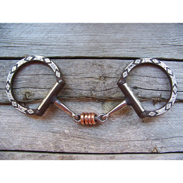 Bit - Antique Brown Dog Bone w/Copper Rollers, Diamond Trim