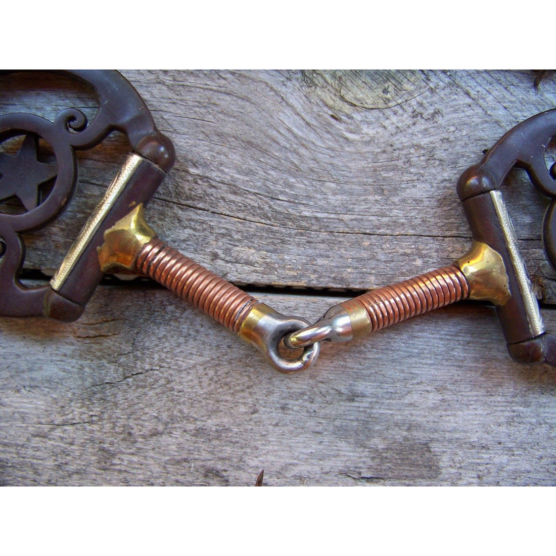 Bit - Antique Dee with Engraved Trim, Star, Copper Wrapped Bars