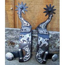 Spurs - Black Satin Floral Reining (Mens)