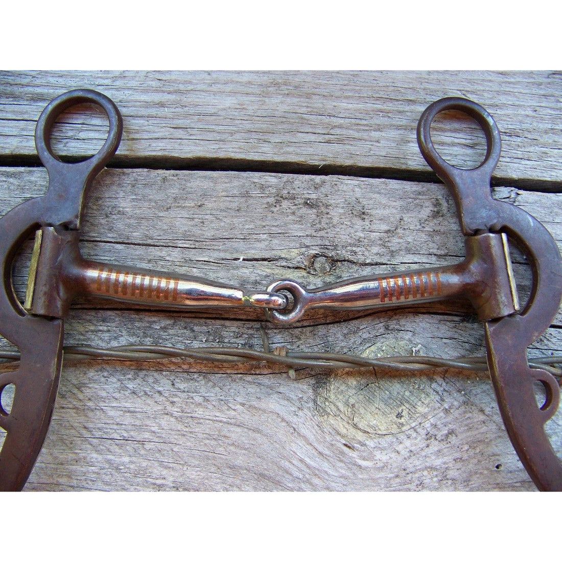 Bit - Antique Brown Snaffle with Floral Engraved Sides