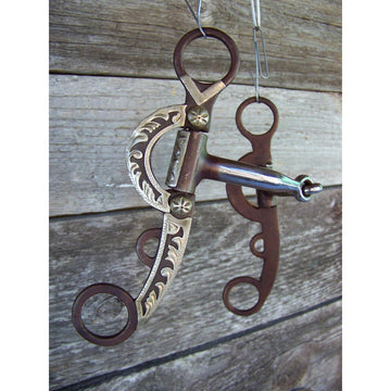 Bit - Antique Brown Snaffle with Floral Engraved Sides