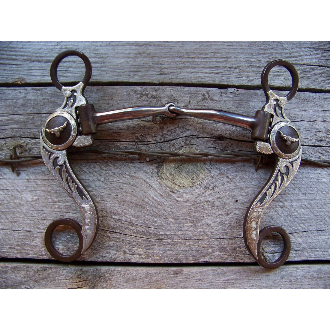 Bit - Antique Snaffle with German Silver Longhorns