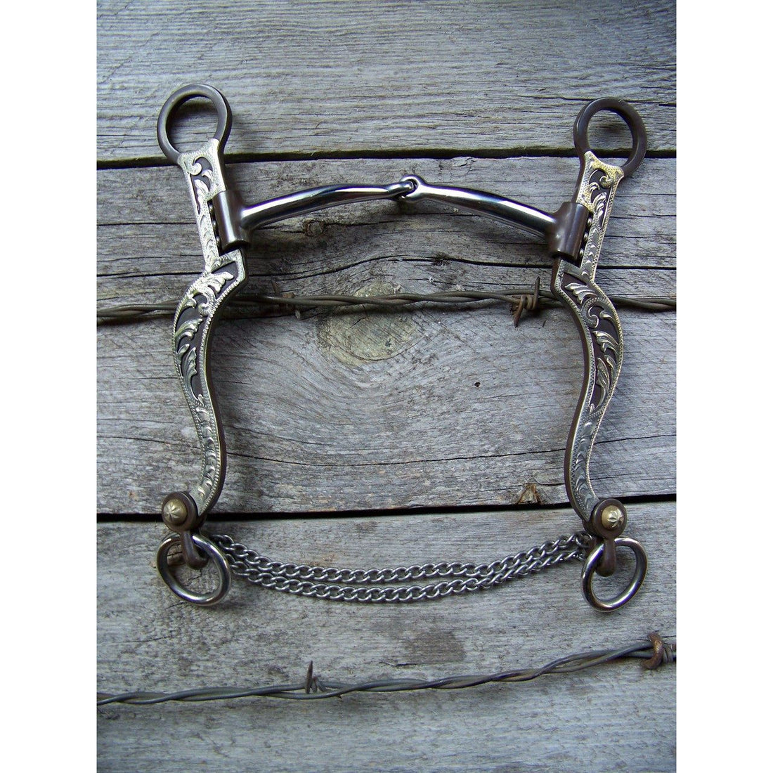 Bit - Antique Snaffle with Floral German Silver Engraving