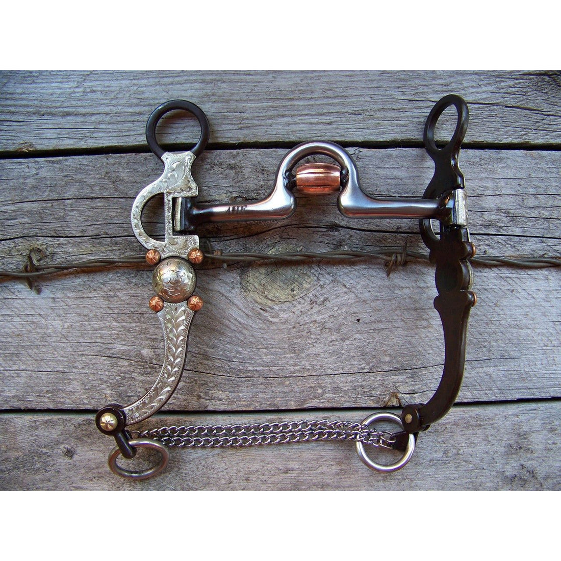 Bit - Antique Brown High Port with Roller and Silver Trim