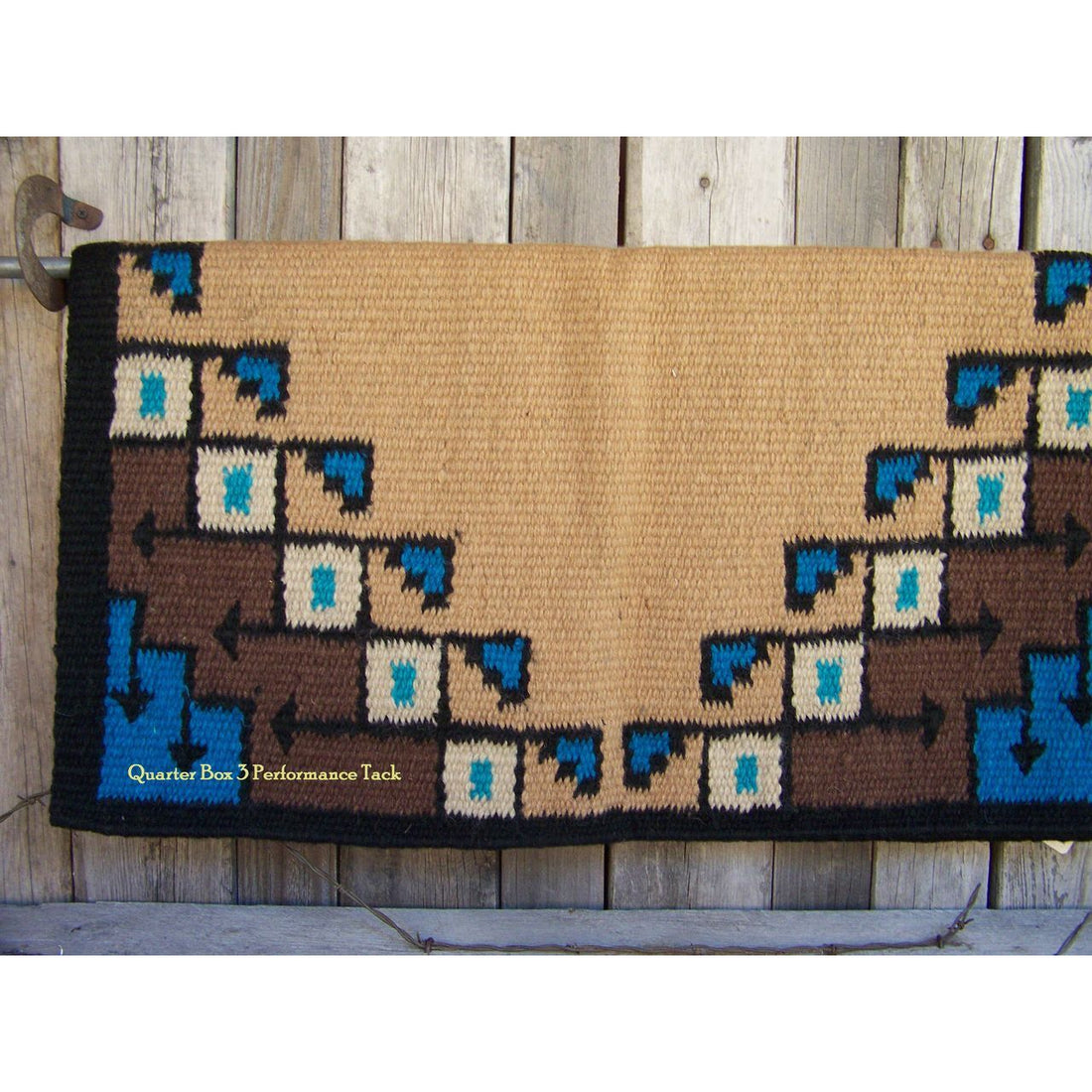 The New Pueblo Show Blanket - 38x34 (Indian Tan/Black/Turquoise/Sand/Teal) by Mayatex