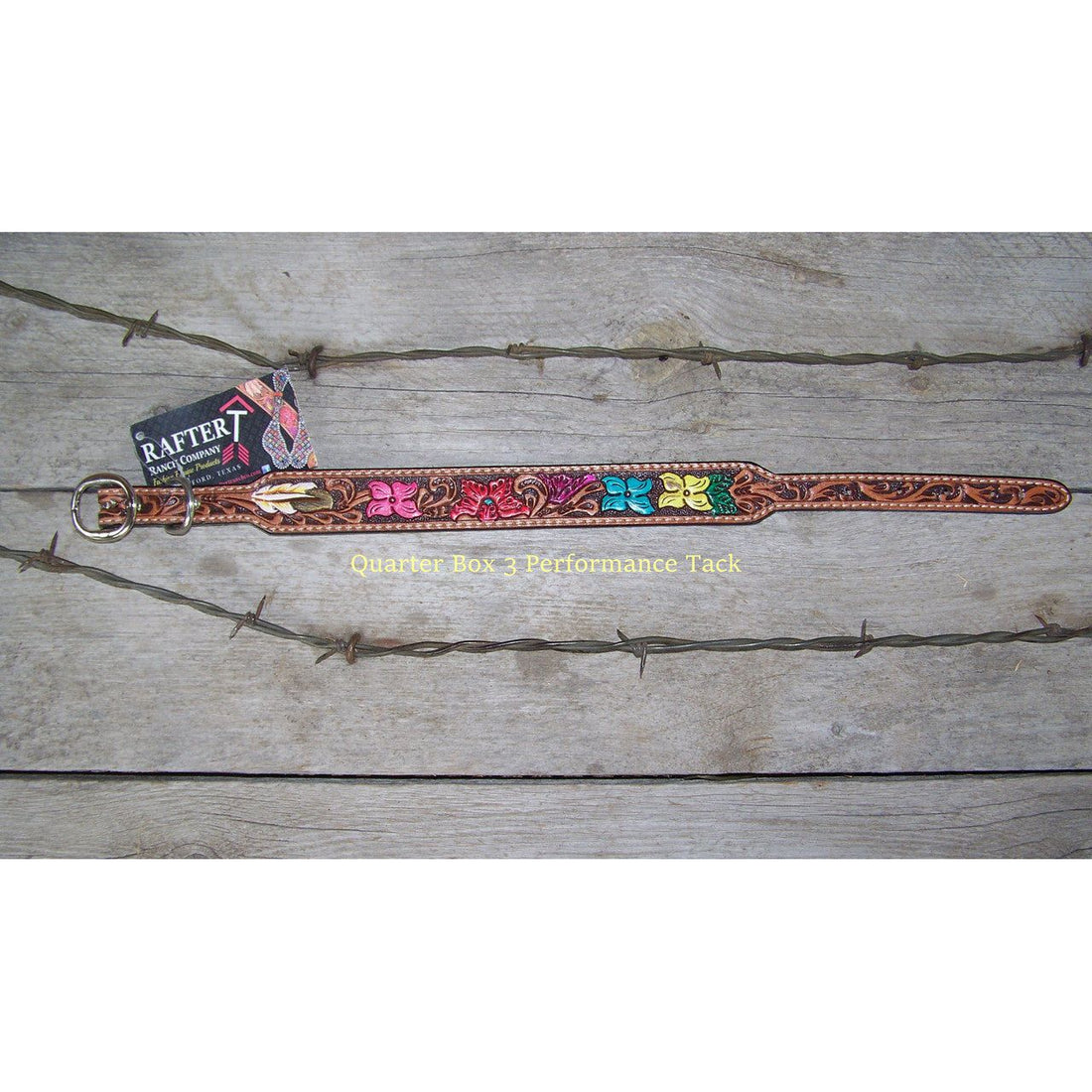Dog Collar - Hand Painted Multi-Colored Flowers by Rafter T Ranch