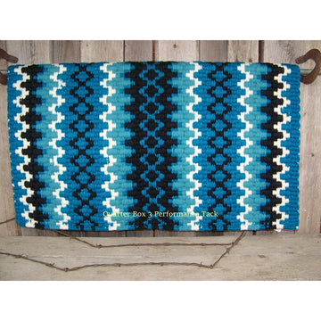 Arroyo Seco Show Blanket - 38x34 (Show Turquoise/Cream and Black Accents) by Mayatex