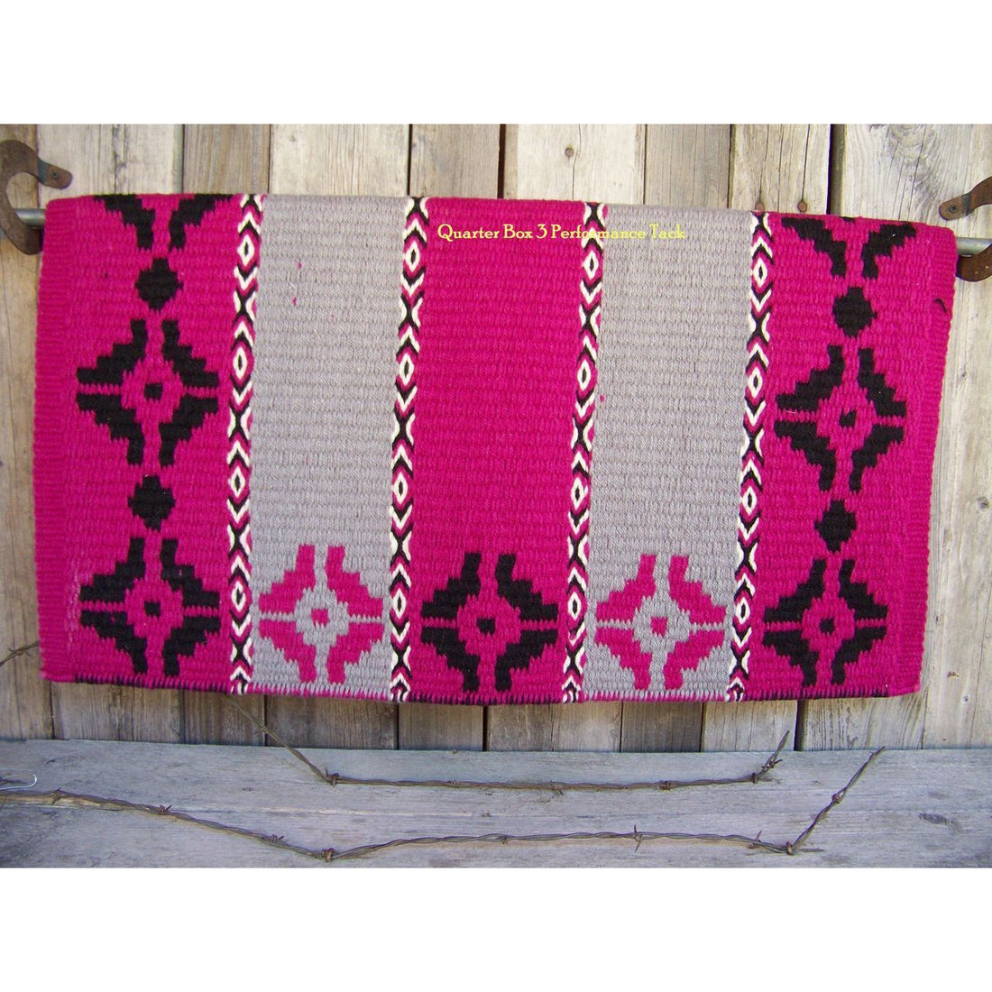 Hunters Bend Show Blanket - 36x34 (Fuschsia/Black/Cream/Ash) by Mayatex