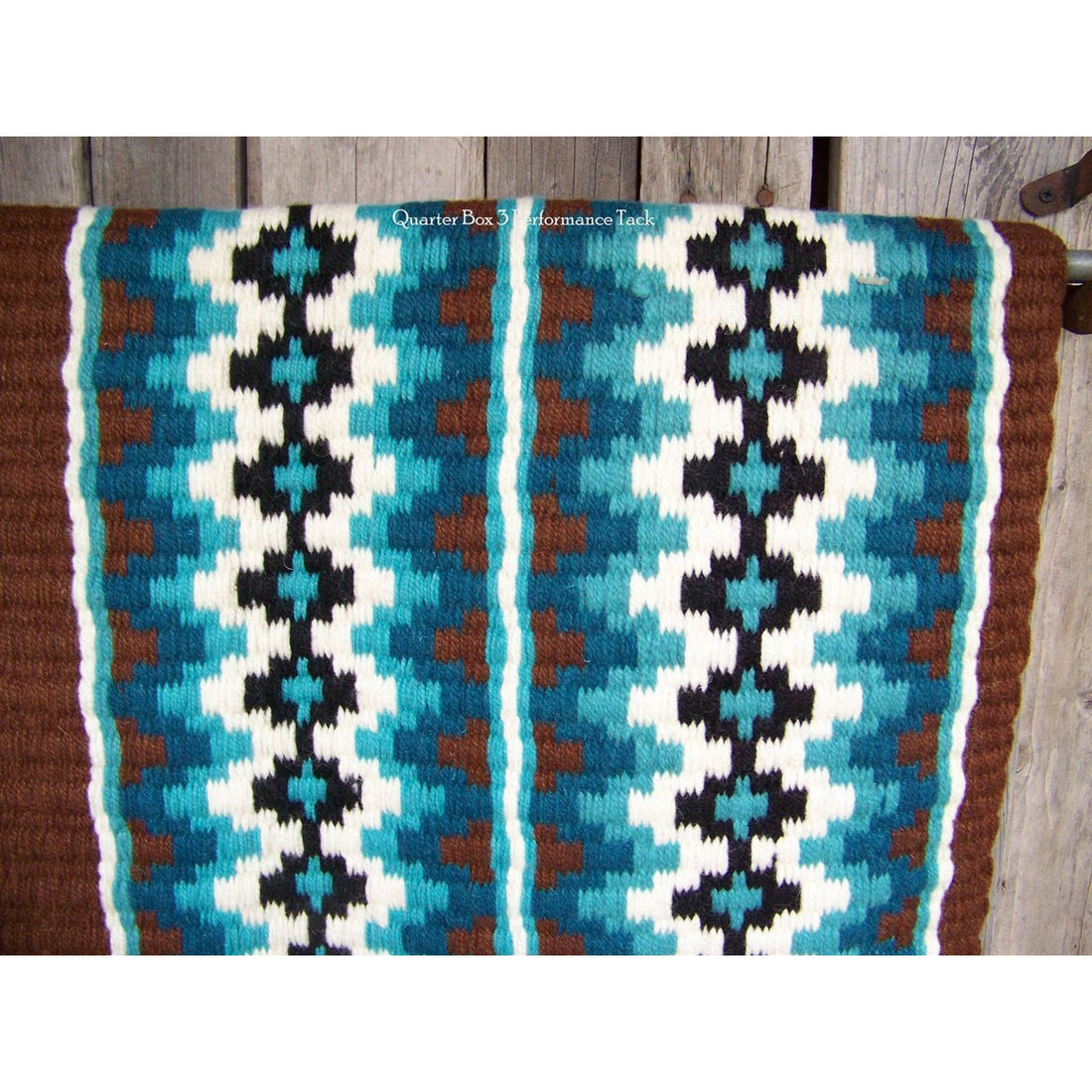 Custom Luxe Show Blanket - 40x34 (Chestnut Base with Turq Accents)