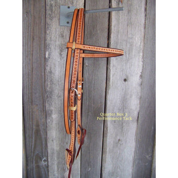 Headstall - Browband Light Oil w/Rawhide Braid Keepers (Worm)