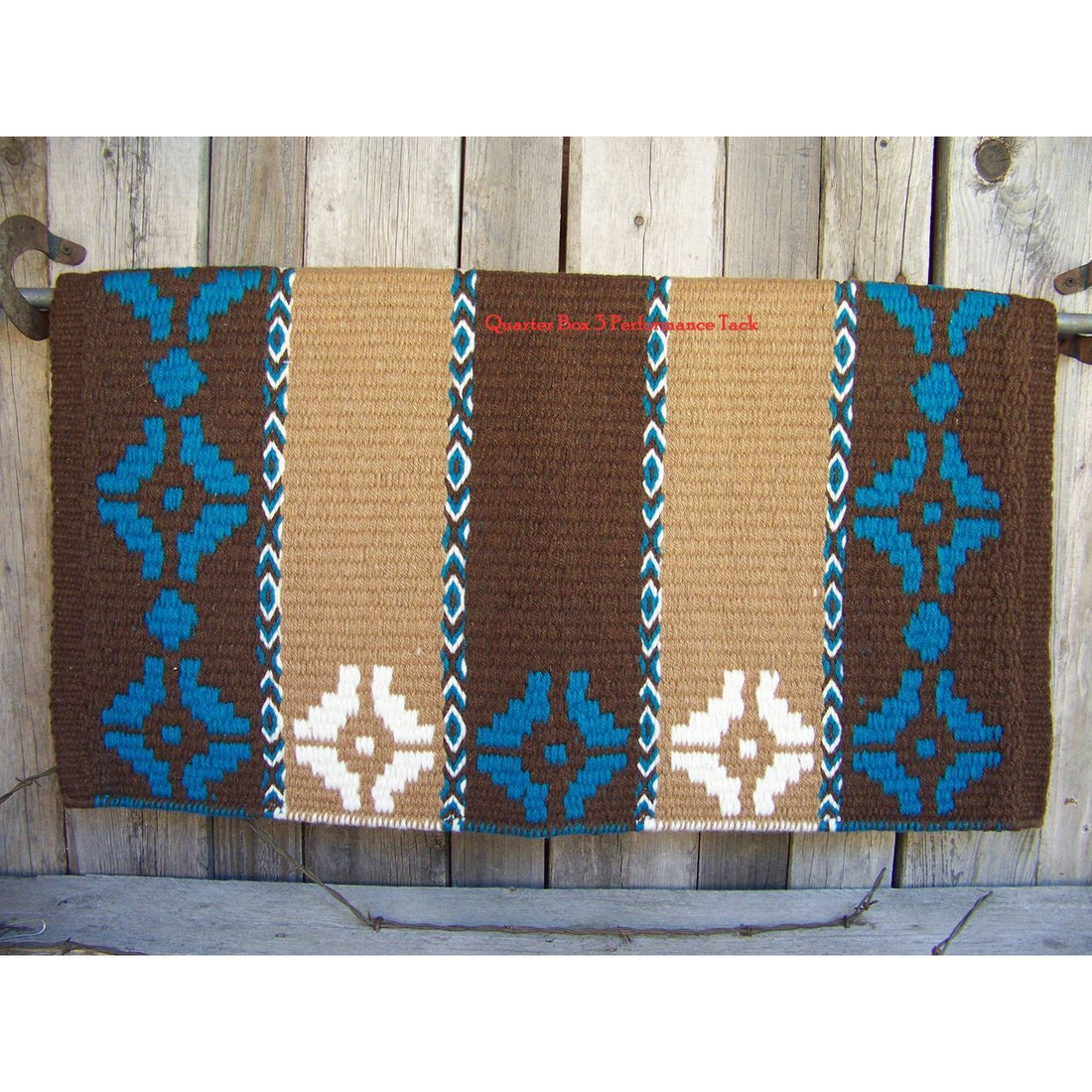 Hunters Bend Show Blanket - 36x34 (Chestnut/Turquoise/Cream/Tan) by Mayatex