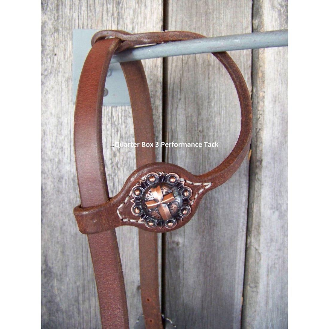Headstall - Oiled Cowboy Culture Spotted Buckle w/Cross Concho
