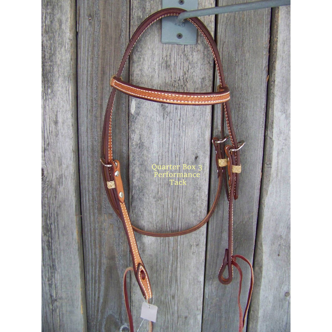 Headstall - Browband Light Oil w/Rawhide Braid Keepers (Mini Basketweave)