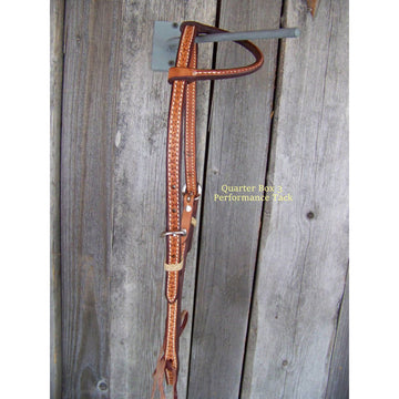 Headstall - One Ear Natural Oil w/Rawhide Braid Keepers (Worm)