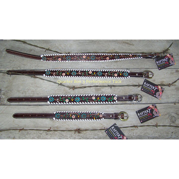 Dog Collar - Hand Painted Floral Vine, White Whipstitch by Rafter T Ranch